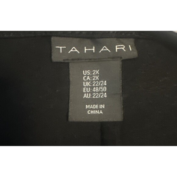 Women’s Tahari BLACK 3/4 Sleeve Rayon Spandex Midi Dress Stretchy Sz 2X - Picture 6 of 9
